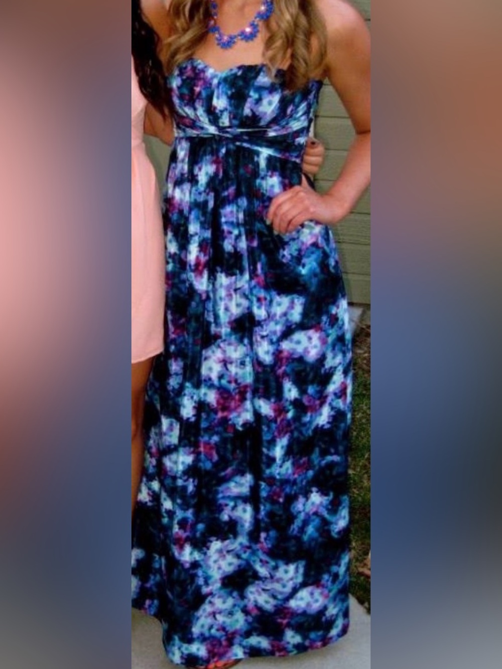 Strapless Maxi Dress - Blue & Purple